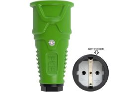 Кабельная розетка PCE 16A 250V 2P+E IP20 корпус зеленый, маркер черный 2510-us (артикул 16252520) – фото 1