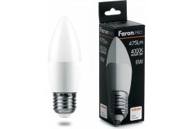 Светодиодная лампа FERON PRO LB-1306 Свеча E27 6W 4000K OSRAM LED 38051 (артикул 16233706) – фото 1