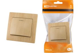 1-клавишный выключатель с подсветкой TDM ЭКО 10А, сосна, Таймыр SQ1814-0204 (артикул 18155311) – фото 1