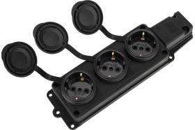 Трехместная штепсельная розетка PROCONNECT влагозащищенная 2P+PE 230V, 16 А, IP44 каучук 111-113-4 (артикул 21587164) – фото 1