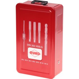 Набор ручных метчиков HSS M3-M12+вороток+сверла, 29шт RUKO 245003 (артикул 15564889) – фото 2