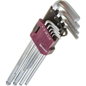 Набор торцевых шестигранных удлиненных ключей с шаром Thorvik HKLB9S H1.5-H10, 9 пр. 53087 (артикул 16296246) – фото 1