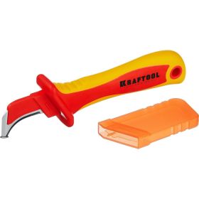 Диэлектрический нож электрика с "пяткой", изогнутый Kraftool KN-7, 45400 (артикул 16043739) – фото 1