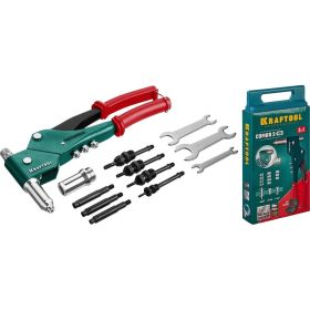 Поворотный заклепочник Kraftool "Combo3-M6" в кейсе резьбовые М3-М6, вытяжные 2.4-4. мм, штифты М4-М6 из алюминия, стали, нерж стали 31178_z01 (артикул 16009009) – фото 1