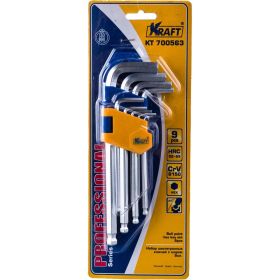 Набор торцевых шестигранных Г-образных ключей с шаром 9шт KRAFT KT 700563 (артикул 15966128) – фото 1