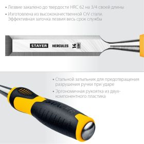 Cтамеска-долото Stayer HERCULES с двухкомпонентной рукояткой, 14 мм 18205-14_z01 (артикул 16296312) – фото 3