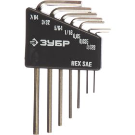 Набор ключей имбусовых Зубр Эксперт Мини для точных работ Cr-V HEX SAE 0,028 0,035 0,05 1/16 5/64 3/32 7/64 7 шт. 27475-H7 (артикул 15054784) – фото 1