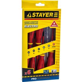 Набор диэлектрических отверток STAYER Profi-Electro SL:3.0x75 мм/4.0x100 мм/5.5x125 мм/PH:№1x80 мм/2x100 мм/100-250 В тестер 6 шт. 25145-H6_z01 (артикул 15261633) – фото 8