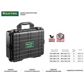 Ударопрочный пластиковый ящик, степень защиты IP55, 13", KRAFTOOL "PANZER" 38251-13 (артикул 15890389) – фото 19