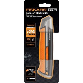 Строительный нож с выдвижным сменным лезвием Fiskars 25мм CarbonMax 1027228 (артикул 16494269) – фото 8