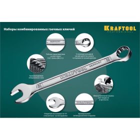 Набор комбинированных гаечных ключей Kraftool 27079-H18E (артикул 15929401) – фото 7