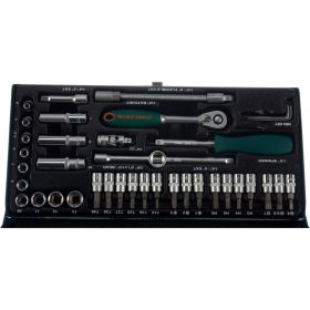 Набор торцевых головок 1/4"DR 4-13 мм, 41 предмет Jonnesway S04H2141S (артикул 13938497) – фото 3