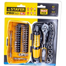 Биты и торцовые головки с трещоткой и воротком 39шт STAYER PROFI 25135-H39 (артикул 15544835) – фото 11