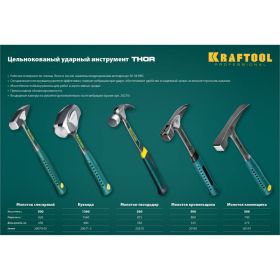 Молоток кровельщика, 600 г, цельнокованый, с магнитом Kraftool "THOR" 20181 (артикул 15951319) – фото 5