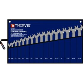 Набор ключей гаечных комбинированных дюймовых Thorvik CWIS0016 1/4-1-1/4 16 предметов в сумке 52917 (артикул 16144905) – фото 1