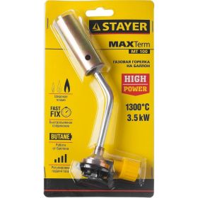 Газовая горелка STAYER MaxTerm на баллон, регулировка пламени, 1300С 55588 (артикул 15890637) – фото 7
