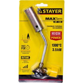 Газовая горелка STAYER MaxTerm на баллон, регулировка пламени, 1300С 55588 (артикул 15890637) – фото 5