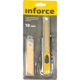 Строительный нож 18 мм в металлическом корпусе Inforce 06-02-10 (артикул 15894809) – фото 2