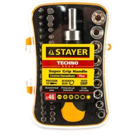 Реверсивная отвертка с битами и торцевыми головками 46шт STAYER MASTER ТECHNO 25084-H46 (артикул 15544586) – фото 3