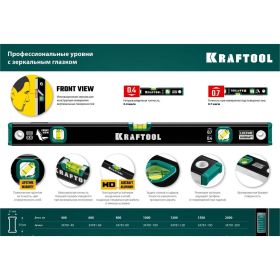 Уровень KRAFTOOL с зеркальным глазком, 600 мм 34781-60 (артикул 16510849) – фото 3