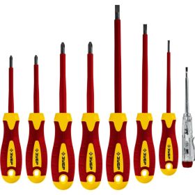 Набор диэлектрических отверток Зубр ПРОФЕССИОНАЛ 1000 В,SL 3, 5, 6 / PH 1, 2 / PZ 1, 2, тестер 100-250 В, в кейсе, 8 предметов 25268 (артикул 16009169) – фото 1