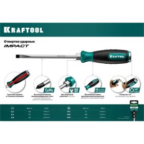 Ударная отвертка KRAFTOOL Impact стержень из CrMo стали 250033-5 (артикул 16043632) – фото 2