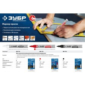 Маркер-краска Зубр МК-750 белый, круглый наконечник, 06325-8 (артикул 16129353) – фото 6