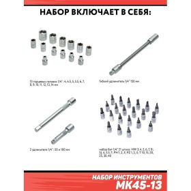 Набор инструментов Дед Макар 45 предметов МК45-13 00-00014058 (артикул 16583984) – фото 6