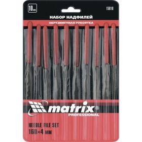 Набор надфилей 160х4мм, 10шт, обрезиненные рукоятки MATRIX 15818 (артикул 15569146) – фото 1