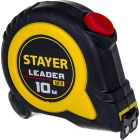 Рулетка Stayer LEADER 10м / 25мм с автостопом в ударостойком обрезиненном корпусе 3402-10-25 (артикул 16252693) – фото 2