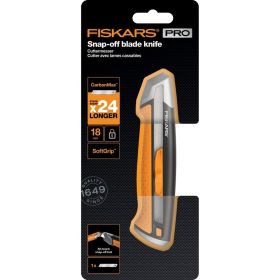 Строительный нож с выдвижным сменным лезвием Fiskars 18мм CarbonMax 1027227 (артикул 16494245) – фото 5