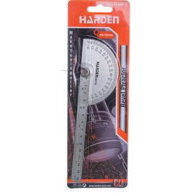 Измерительная линейка HARDEN из нержавеющей стали, с транспортиром, 90 х 150 мм 580718 (артикул 16228744) – фото 4