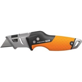 Строительный складной нож со сменным лезвием Fiskars CarbonMax 1027224 (артикул 16494073) – фото 1