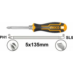 Двухсторонняя отвертка INGCO 2 в 1 SL5+PH1 INDUSTRIAL AKISD0203 (артикул 16651341) – фото 2