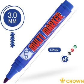 Перманентный маркер Munhwa Crown Multi Marker синий, пулевидный, 3мм CPM-800 (артикул 16230682) – фото 5