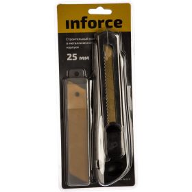 Строительный нож 25 мм в металлическом корпусе Inforce 06-02-14 (артикул 15907585) – фото 4
