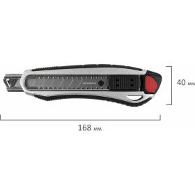 Канцелярский нож BRAUBERG мощный, 18 мм, Heavy duty, автофиксатор, резиновые вставки, металл 237158 (артикул 16289640) – фото 3