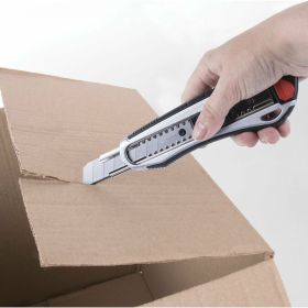 Канцелярский нож BRAUBERG мощный, 18 мм, Heavy duty, автофиксатор, резиновые вставки, металл 237158 (артикул 16289640) – фото 2
