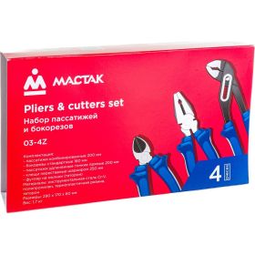 Набор пассатижей, плоскогубцев и бокорезов в футляре на молнии 4шт МАСТАК 03-4Z (артикул 15507153) – фото 2