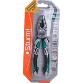 Пассатижи Sturm 180мм, CrV,+30% к силе реза, тефлоновое покрытие,TPE рукоятки, 1020-13-1-180 (артикул 18319087) – фото 1