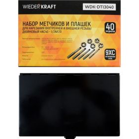 Набор метчиков и плашек 4NC40-1/2NF20 WIEDERKRAFT 40 предметов, дюймовая резьба WDK-DTI3040 (артикул 16130174) – фото 2