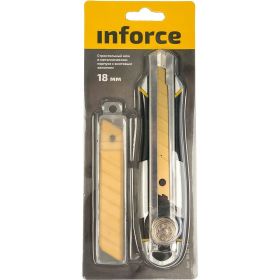 Строительный нож 18 мм в металлическом корпусе с винтовым зажимом Inforce 06-02-12 (артикул 15894811) – фото 2