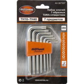Набор ключей Г-образных TORX с отверстием TH10-TH40 7 предметов AV Steel AV-367307 (артикул 15909895) – фото 2