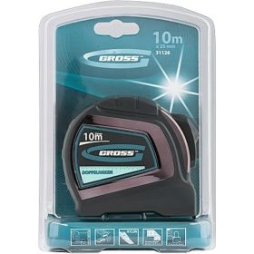 Рулетка Doppelhaken 10мx25мм, двухсторонний зацеп, нейлон, двуст.шкала GROSS 31126 (артикул 15383385) – фото 2