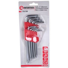 Набор Г-образных ключей INTERTOOL TORX с отверстием 9 шт, Т10-Т50, Cr-V, Big HT-0606 (артикул 20216614) – фото 3