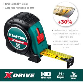 Рулетка KRAFTOOL X-Drive 5м/25мм с ударостойким обрезиненным корпусом 34122-05-25_z02 (артикул 16440166) – фото 14