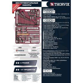 Универсальный набор инструмента THORVIK 1/4, 1/2 UTS0127 (артикул 16013427) – фото 2