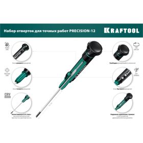 Набор отверток для точных работ 12 шт., KRAFTOOL Precision 12 25689 (артикул 20770263) – фото 3