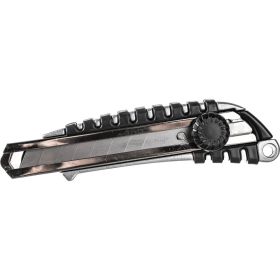 Канцелярский нож BRAUBERG Metallic 18 мм роликовый фиксатор резиновые вставки металл 237159 (артикул 16425057) – фото 1