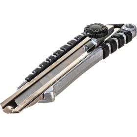 Канцелярский нож BRAUBERG Metallic 18 мм роликовый фиксатор резиновые вставки металл 237159 (артикул 16425057) – фото 6